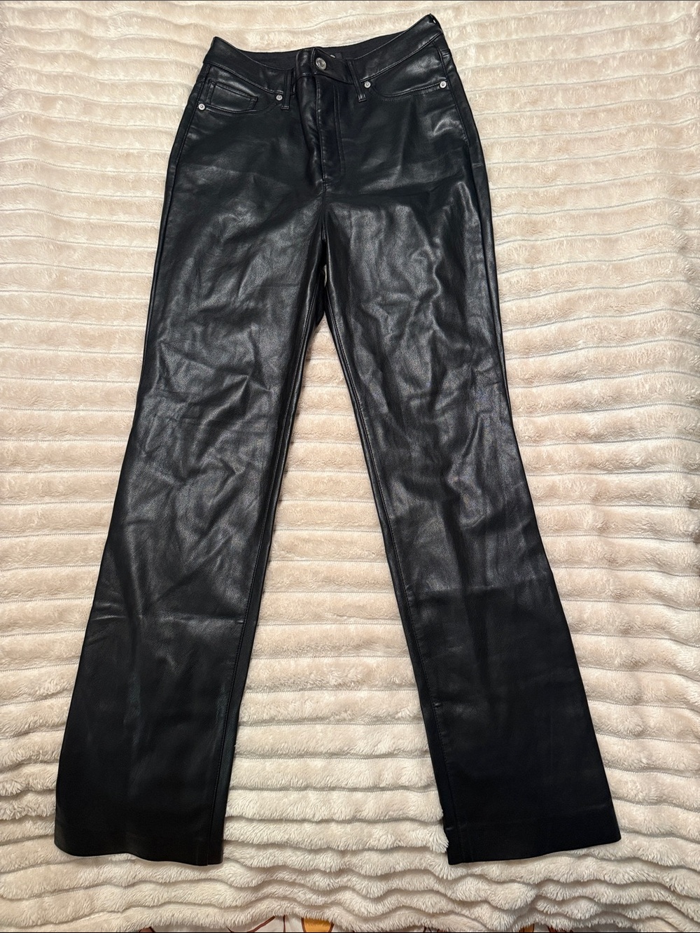Express Black Faux Leather Wide-Leg Pants